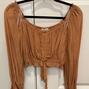 ILLA ILLA, CROP TOP, LONG SLEEVE, RUST ORANGE, SIZE SMALL